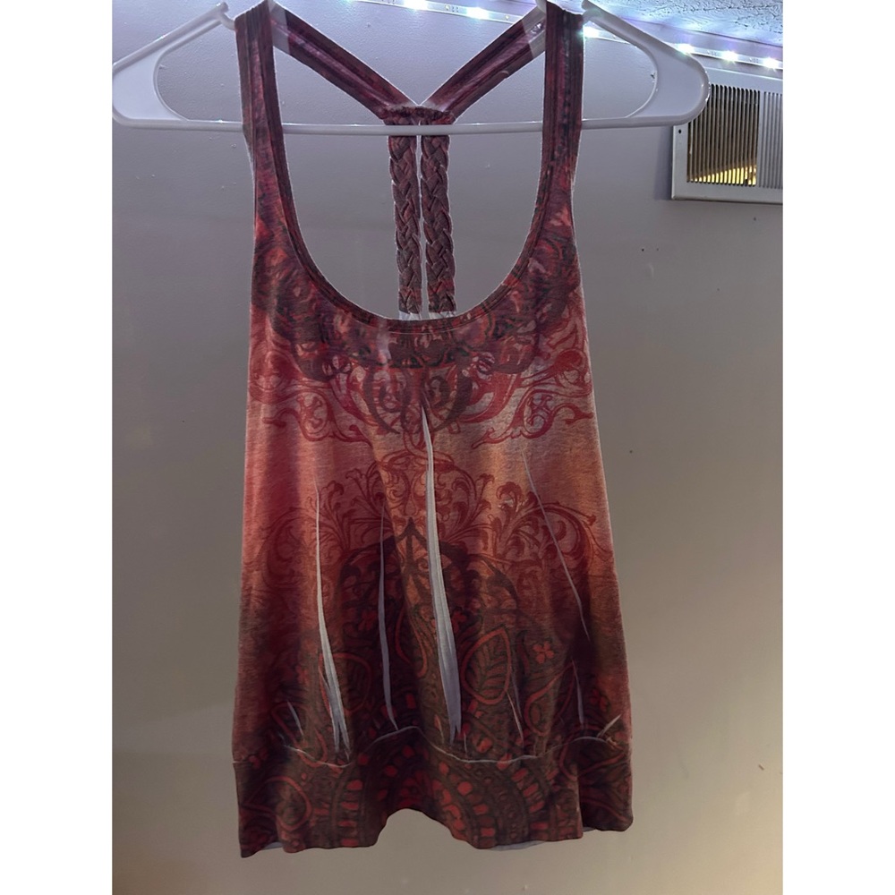 Faded red and orange y2k boho tank top.